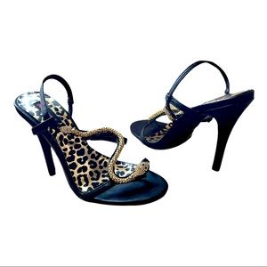 Black and gold heels